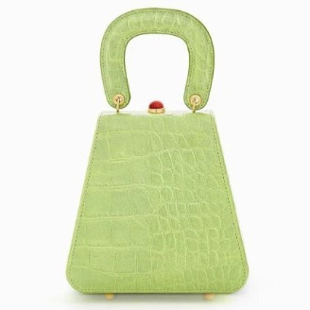 💕STAUD💕 Kenny Bag Pistachio Crocodile Embossed - Picture 8 of 16
